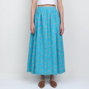 Vintage 1970s Floral Cotton Maxi Skirt S